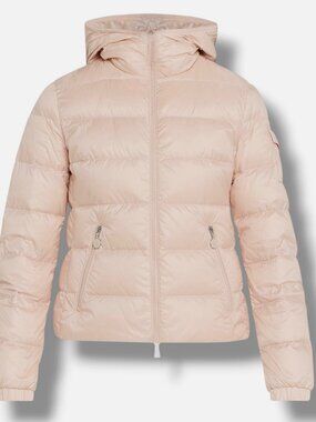 Moncler Women's Pink Gles Hooded Down Jacket Size 4